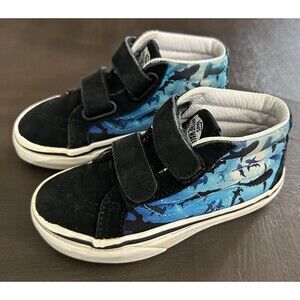 Vans Kids 10.5 Shark Print SK8 Shoes Black Blue